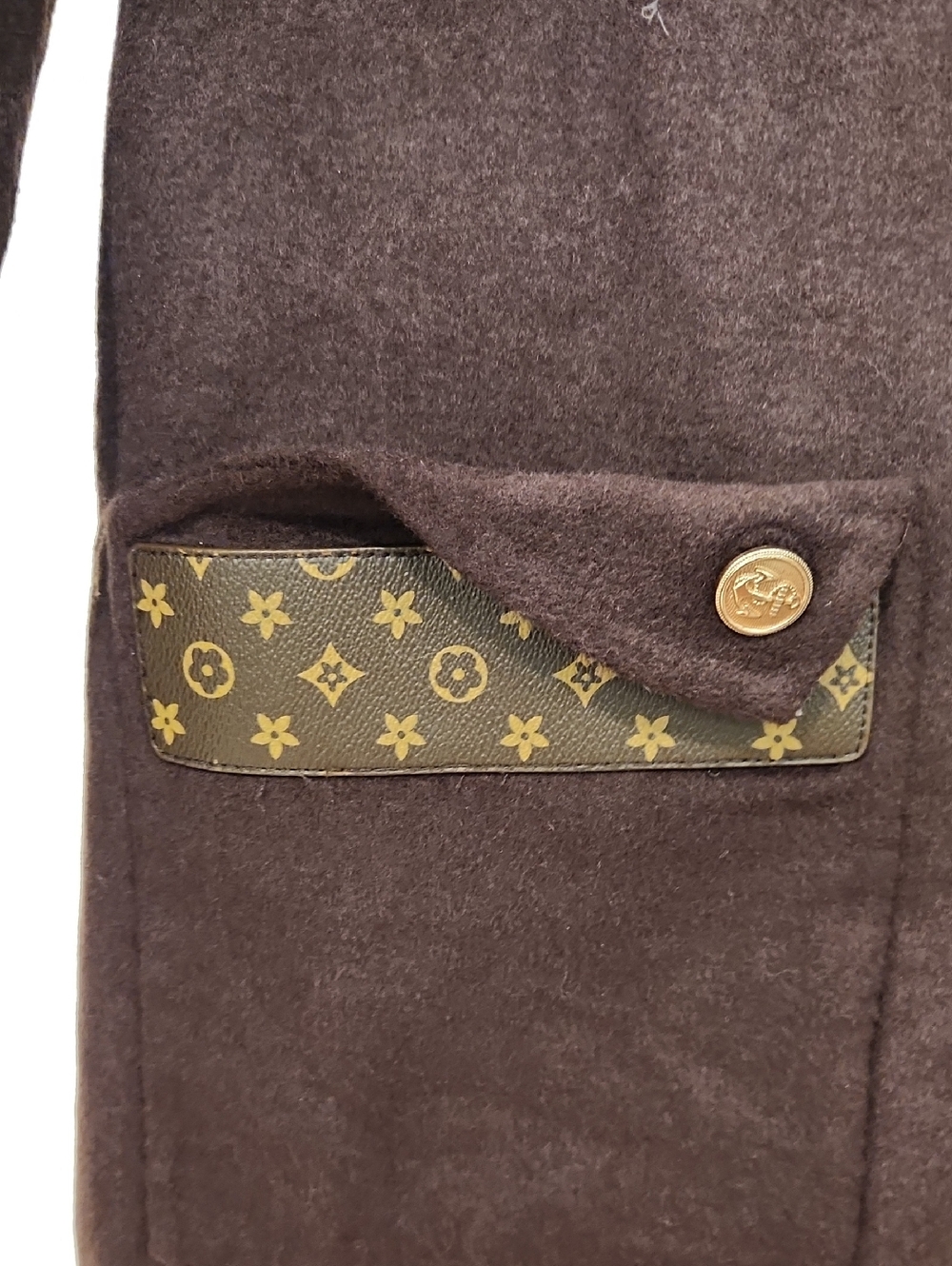 NWOT Doubel Faced Wool Blend Long Coat with Logo-Trim Pockets - Picture 2 of 9